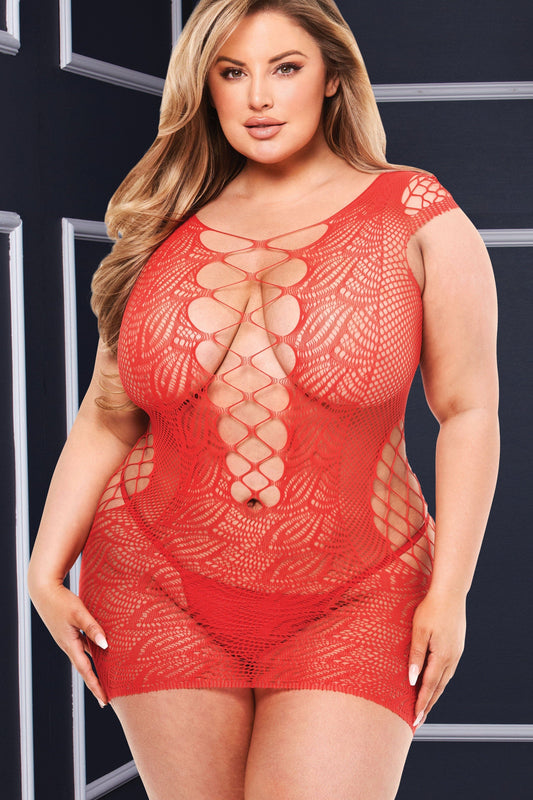 Corset Front Lace Mini Dress | Plus Size