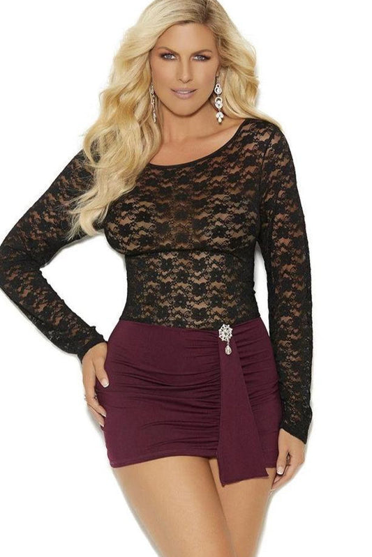 Plus Size Long Sleeve Mini Dress